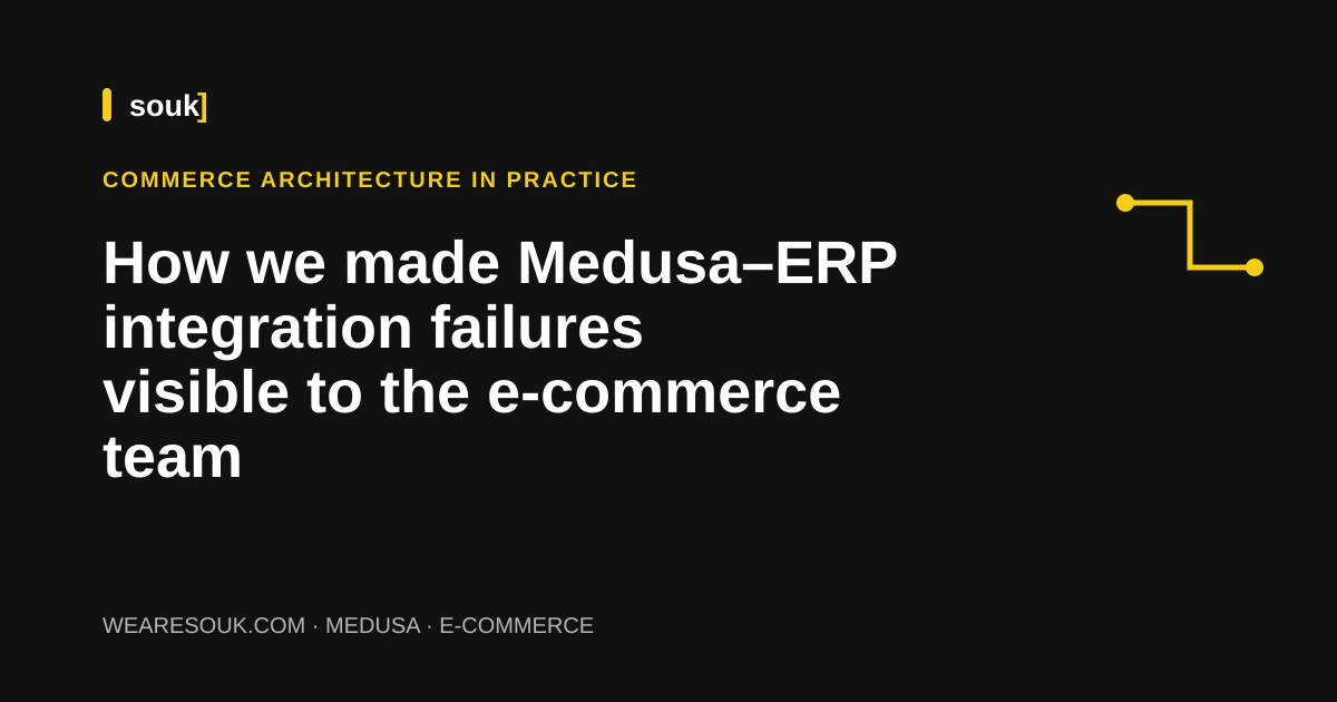We Are Souk article cover: How we made Medusa–ERP integration failures visible to the e-commerce team