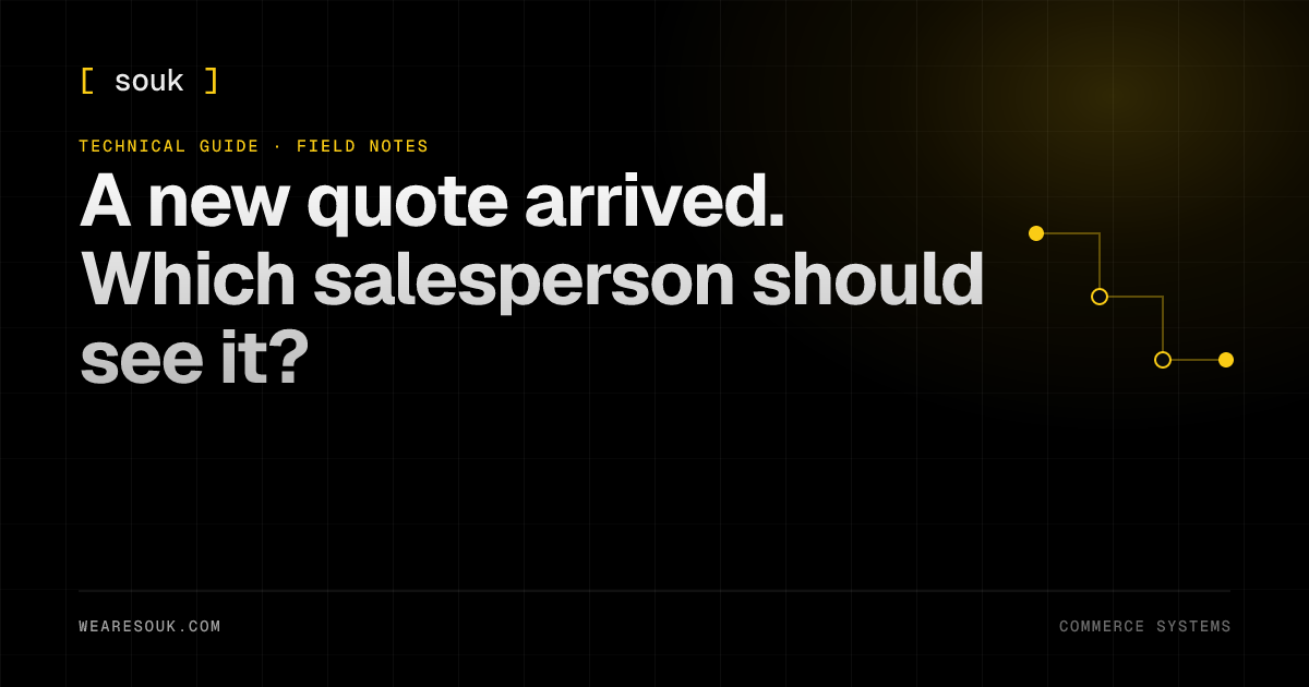 We Are Souk article cover: A new quote arrived. Which salesperson should see it?