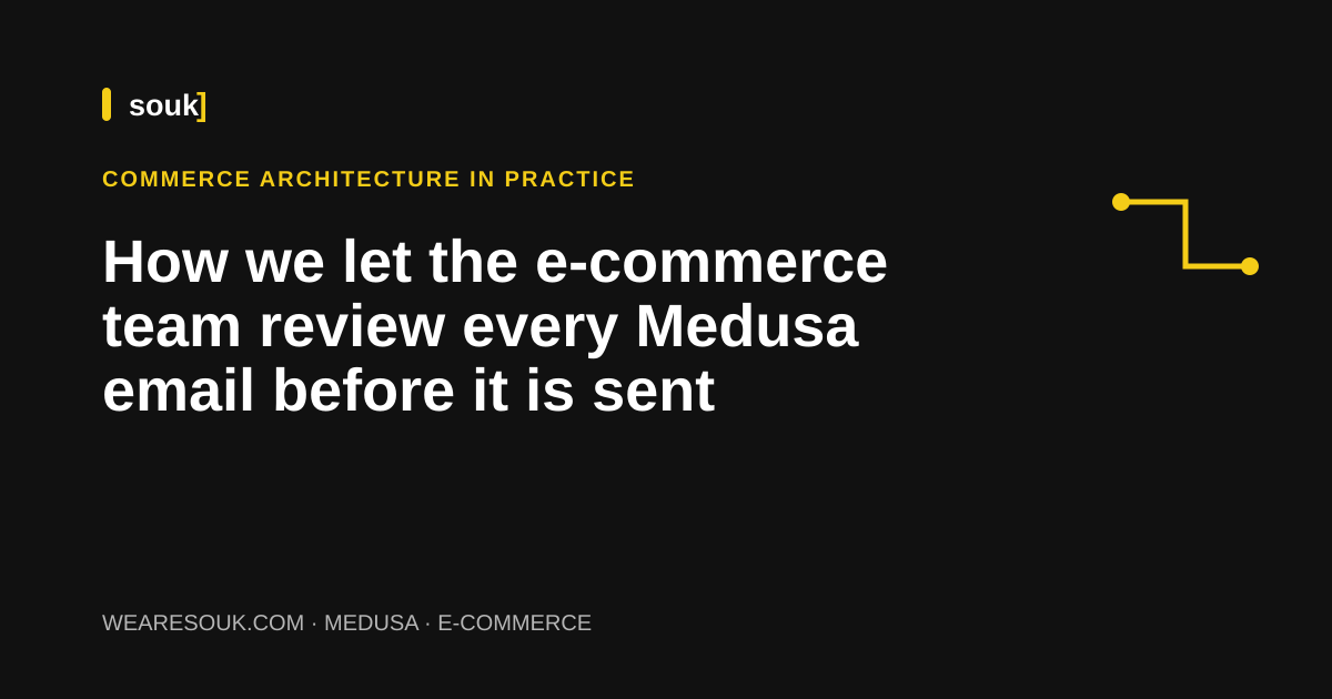 We Are Souk article cover: How we let the e-commerce team review every Medusa email before it is sent