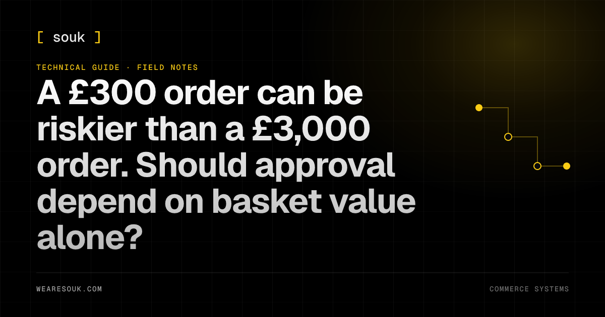We Are Souk article cover: A £300 order can be riskier than a £3,000 order. Should approval depend on basket value alone?