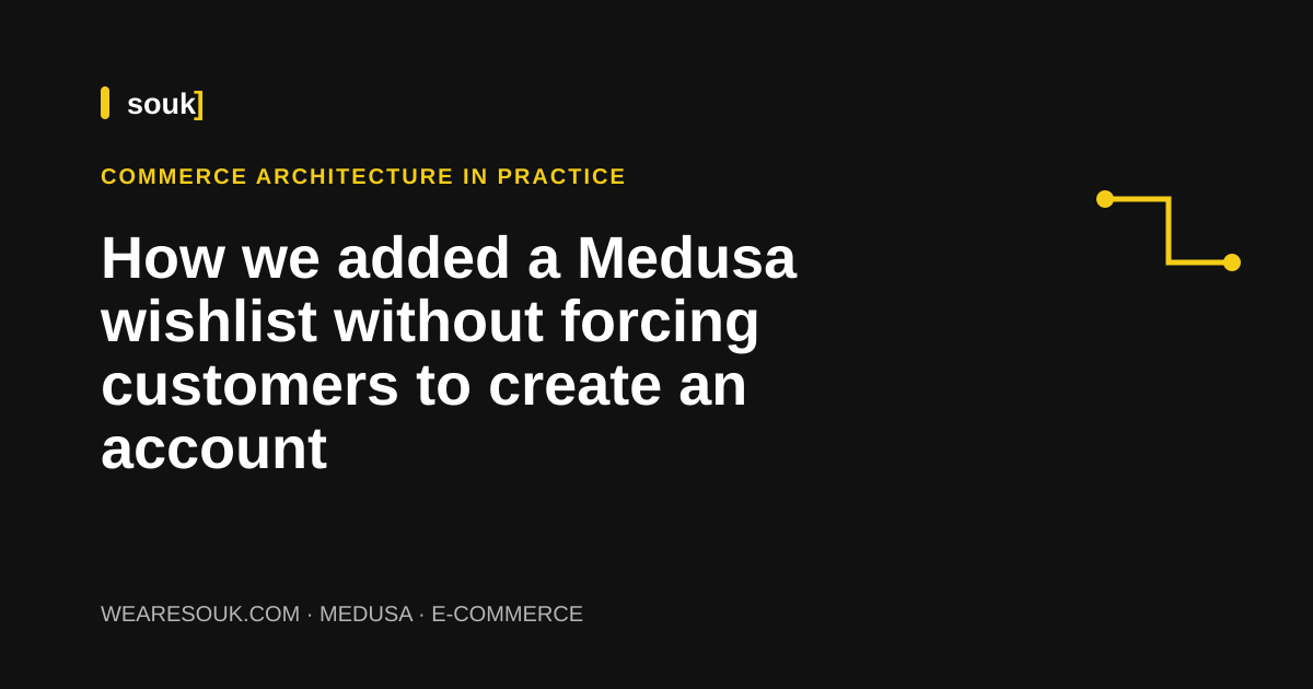 We Are Souk article cover: How we added a Medusa wishlist without forcing customers to create an account