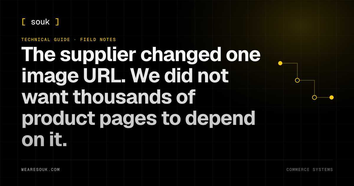 We Are Souk article cover: The supplier changed one image URL. We did not want thousands of product pages to depend on it.