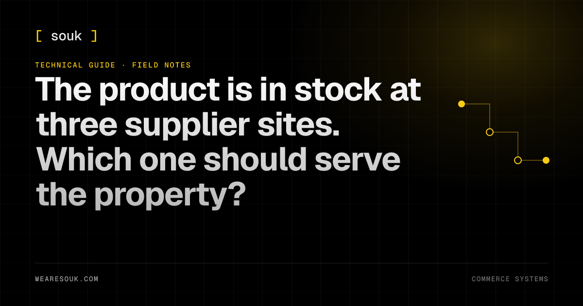 We Are Souk article cover: The product is in stock at three supplier sites. Which one should serve the property?