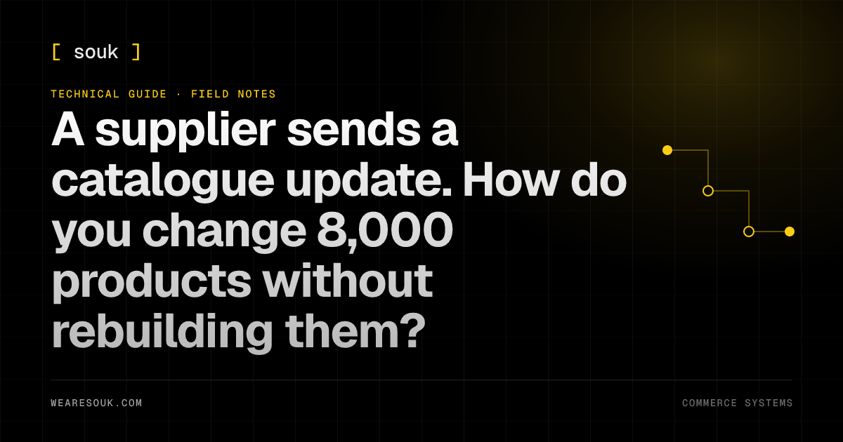 We Are Souk article cover: A supplier sends a catalogue update. How do you change 8,000 products without rebuilding them?