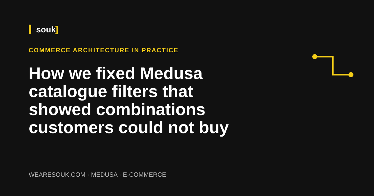 We Are Souk article cover: How we fixed Medusa catalogue filters that showed combinations customers could not buy