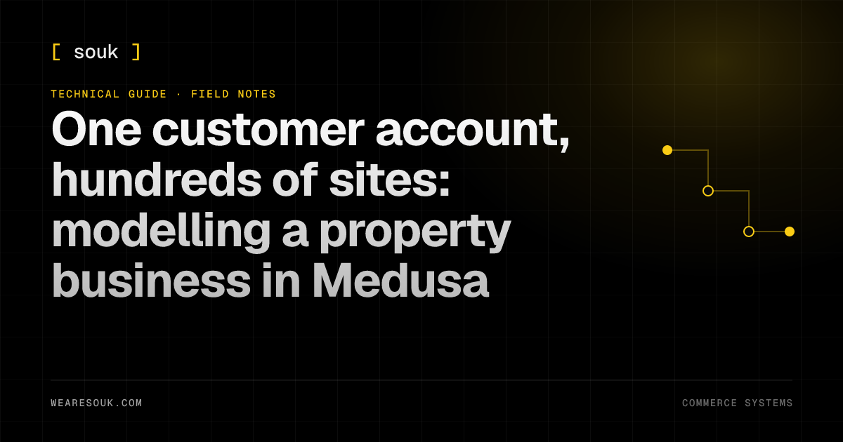 We Are Souk article cover: One customer account, hundreds of sites: modelling a property business in Medusa