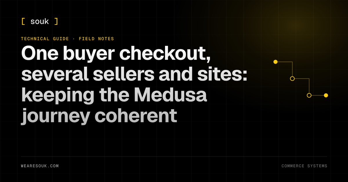 We Are Souk article cover: One buyer checkout, several sellers and sites: keeping the Medusa journey coherent